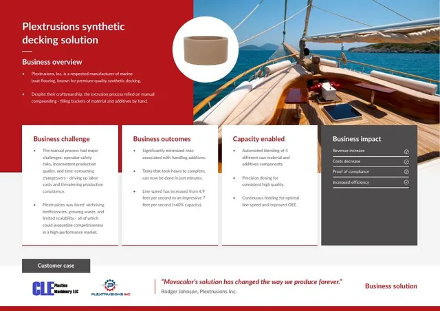 Synthetic decking solution case study, first page